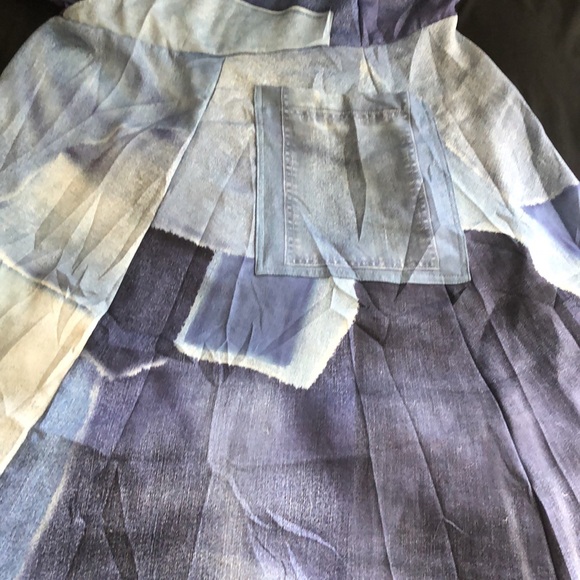 Beautiful patchwork, print denim wrap dress - Picture 3 of 12